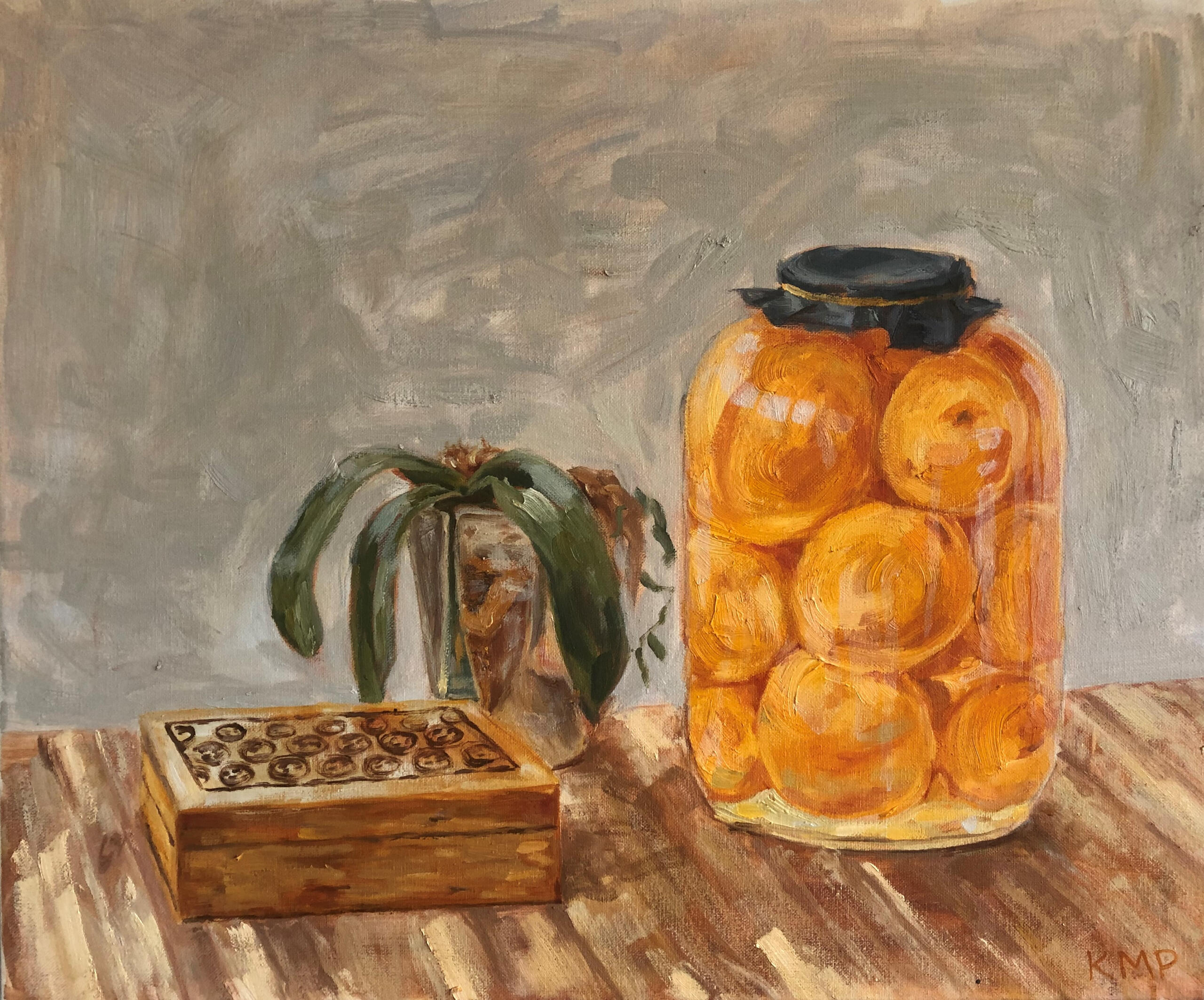 Painting of Costco peaches for Mom for Mother's Day gift