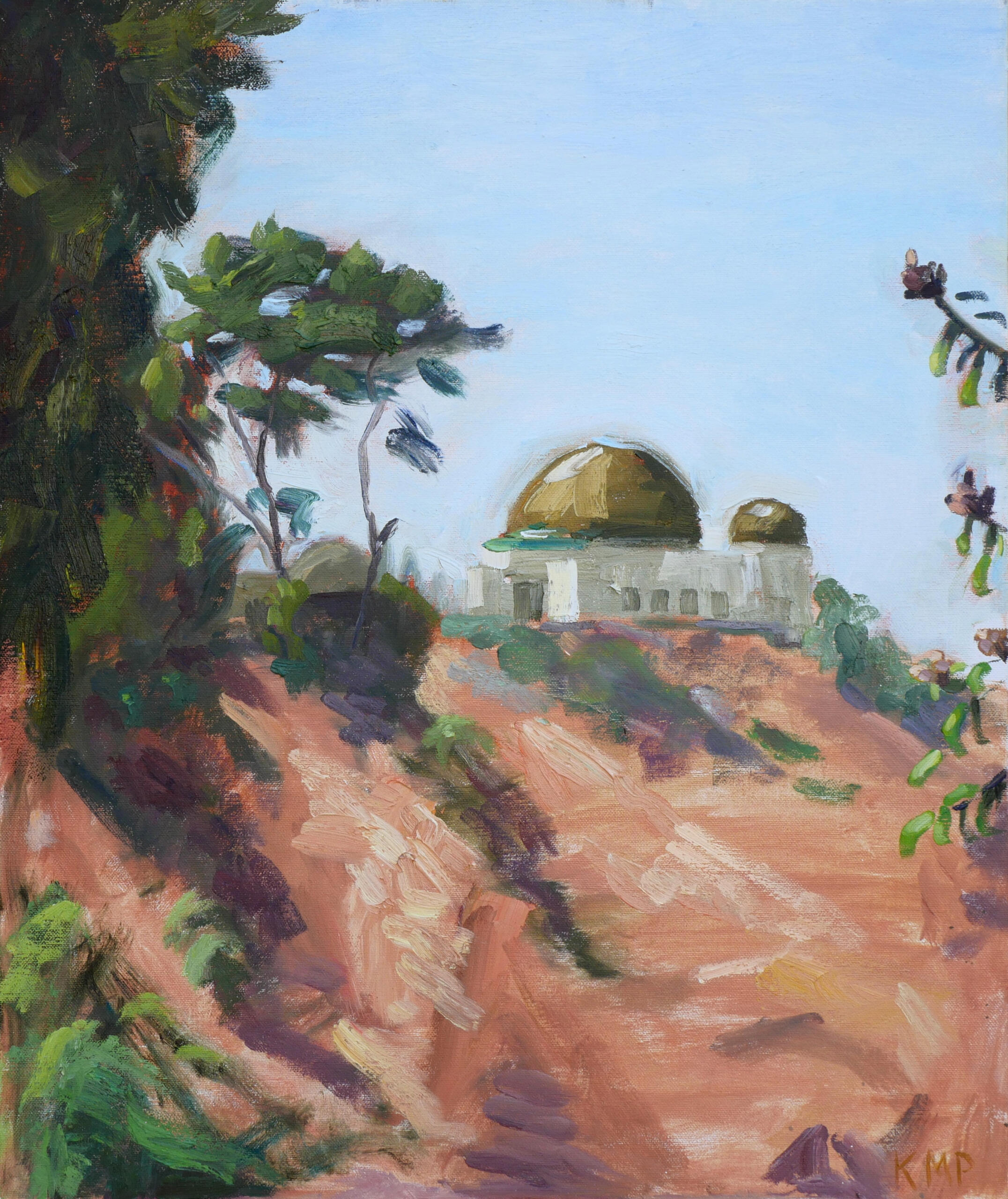 Southern California painting of Hollywood landmark in contemporary realism style